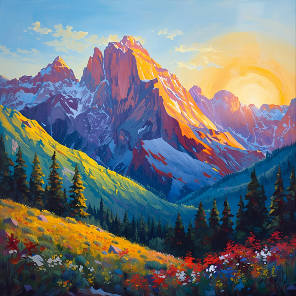 Colourful Mountain Scene